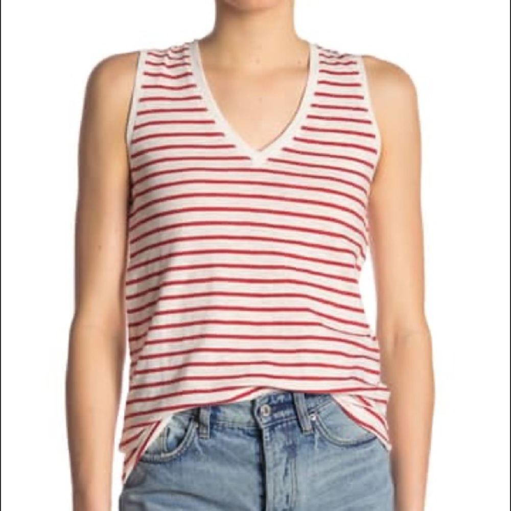 Madewell Theresa V Neck Striped T-shirt Tank